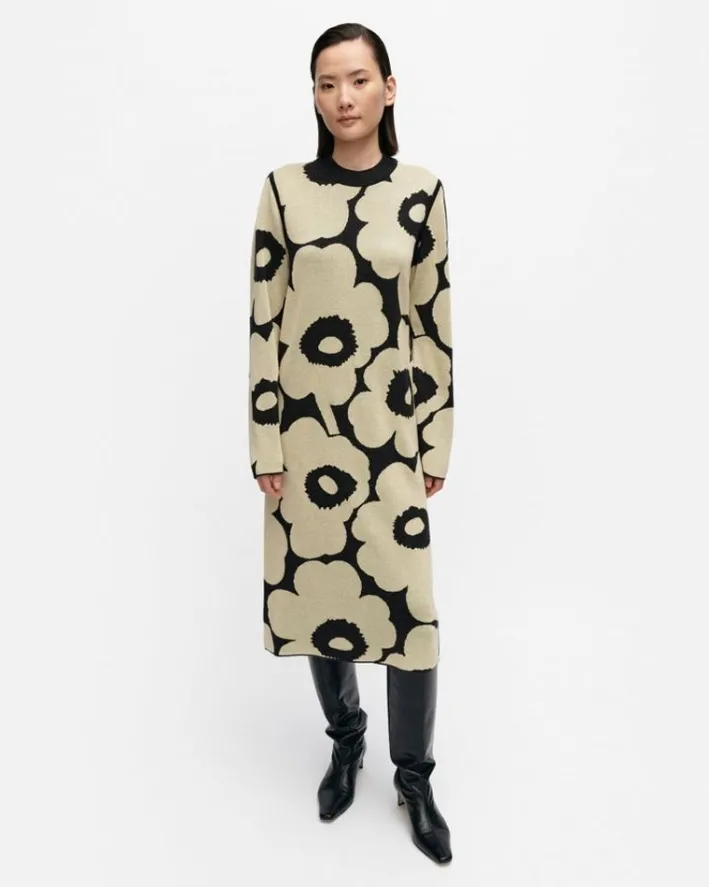 Marimekko Ennallaan Unikko Knitted Wool Dress<Woman Dresses