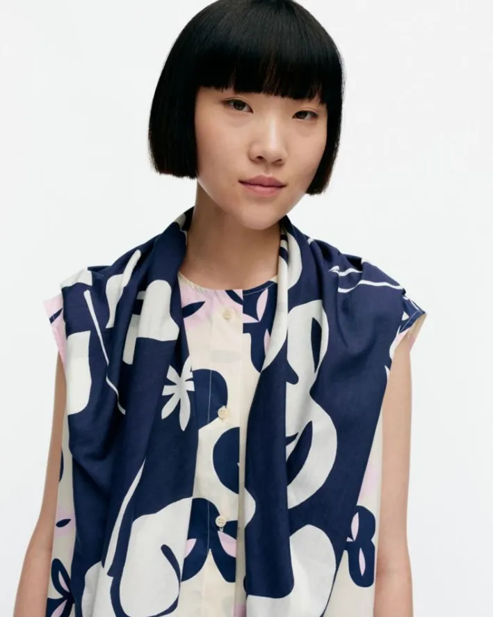Marimekko Jahha Nokturno Cotton Silk Blend Scarf<Woman Scarves