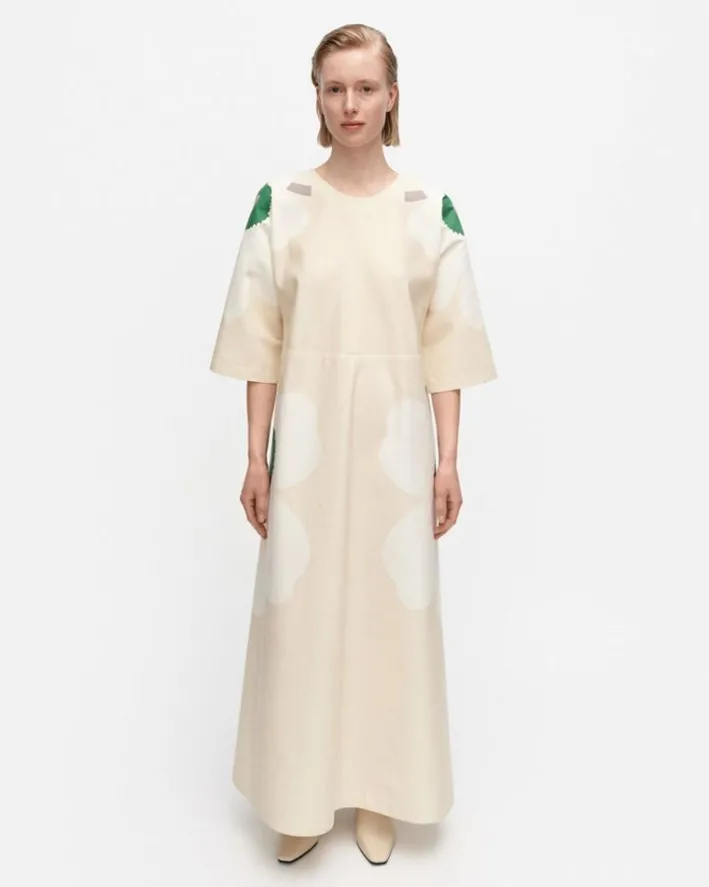 Marimekko Kaiku Heijastus Unikko Cotton Linen Dress<Woman Dresses