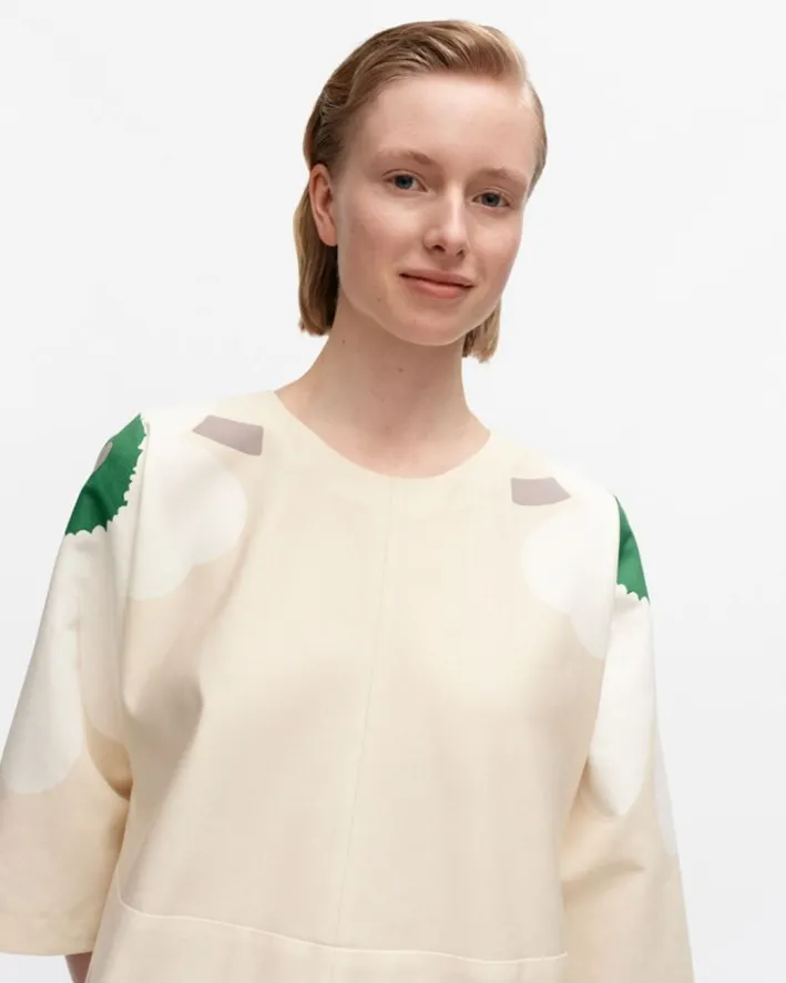 Marimekko Kaiku Heijastus Unikko Cotton Linen Dress<Woman Dresses