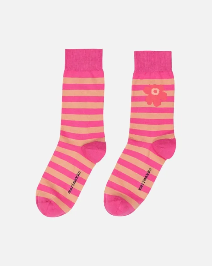 Marimekko Kasvaa Tasaraita Unikko One Socks<Woman Socks