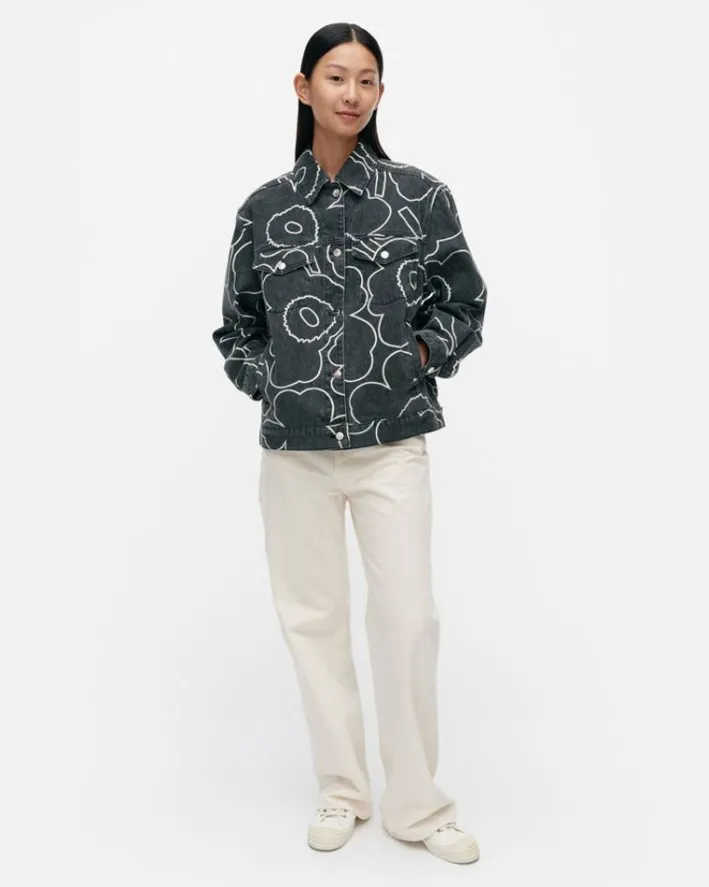 Marimekko Kioski Ystavyys Pieni Piirto Unikko 2 Denim Jacket<Woman Unisex