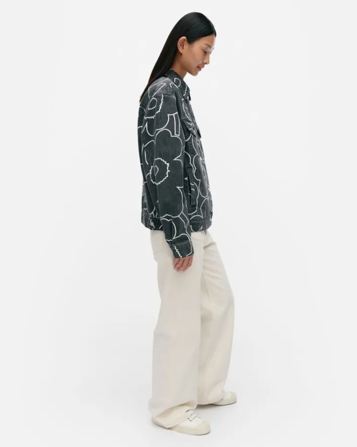Marimekko Kioski Ystavyys Pieni Piirto Unikko 2 Denim Jacket<Woman Unisex