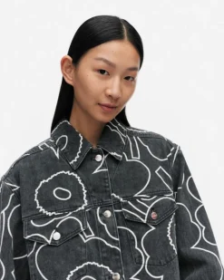 Marimekko Kioski Ystavyys Pieni Piirto Unikko 2 Denim Jacket<Woman Unisex