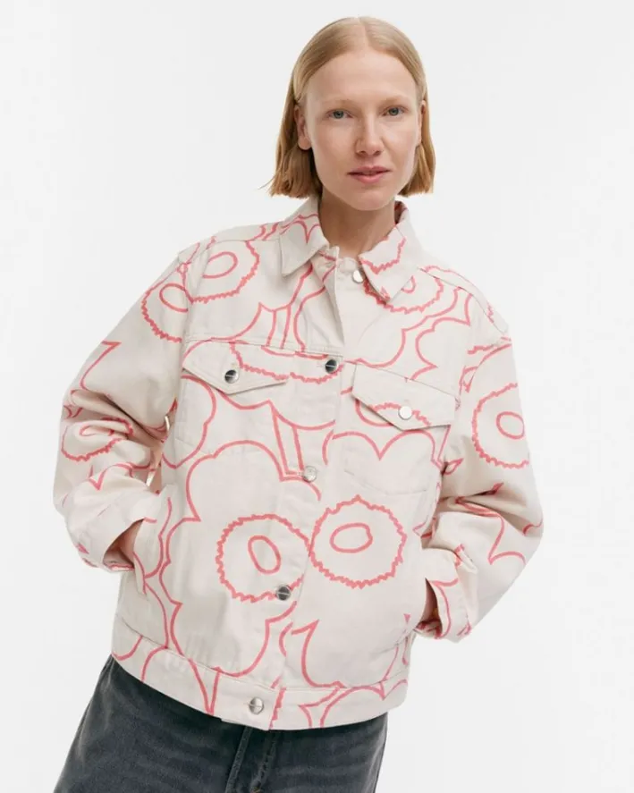 Marimekko Kioski Ystavyys Pieni Piirto Unikko 2 Denim Jacket<Woman Unisex