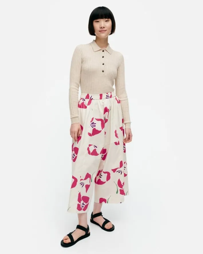 Marimekko Kressida Helakka Cotton Poplin Culottes<Woman Trousers