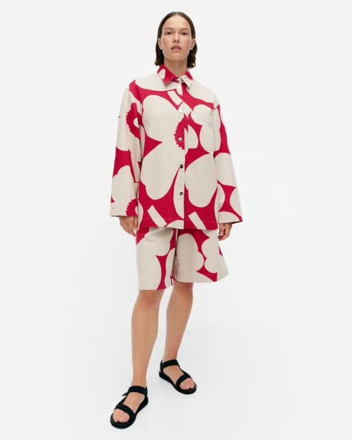 Marimekko Kulmat Unikko Cotton Linen Overshirt<Woman Tops & Tunics