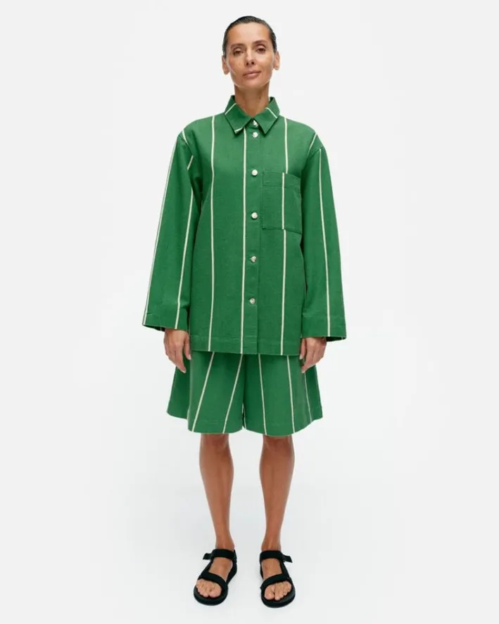 Marimekko Kulmat Vesi Cotton Linen Overshirt<Woman Coats & Jackets