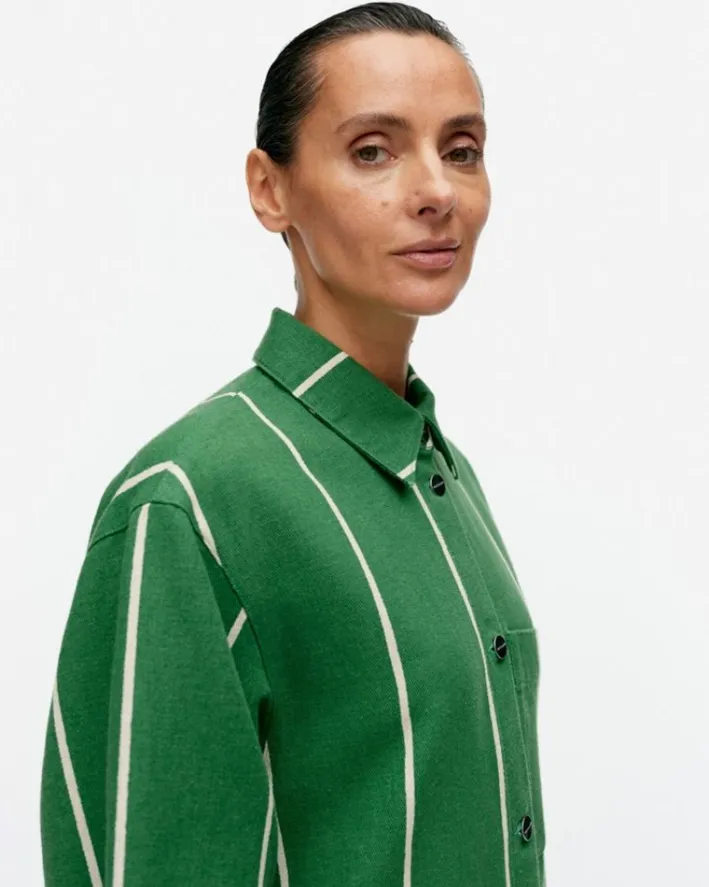 Marimekko Kulmat Vesi Cotton Linen Overshirt<Woman Coats & Jackets