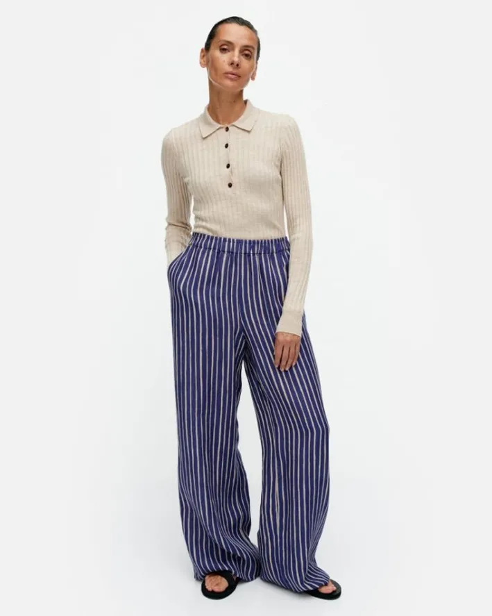 Marimekko Merivirta Piccolo Linen Trousers<Woman Trousers