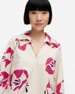Marimekko Mikea Helakka Cotton Poplin Blouse<Woman Tops & Tunics