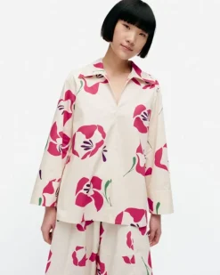 Marimekko Mikea Helakka Cotton Poplin Blouse<Woman Tops & Tunics