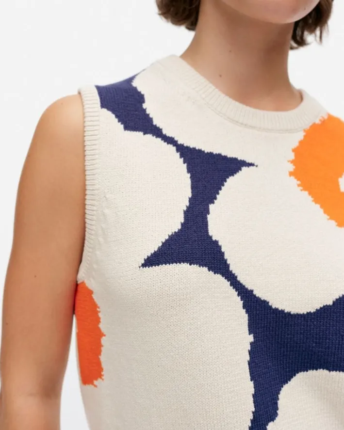 Marimekko Pioneeri Unikko Knitted Cotton Vest<Woman Knits & Sweaters