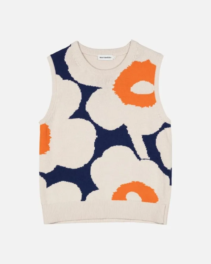 Marimekko Pioneeri Unikko Knitted Cotton Vest<Woman Knits & Sweaters