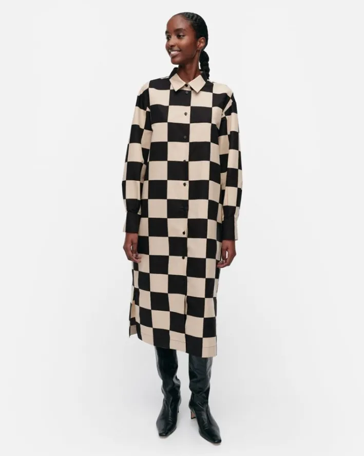Marimekko Rasteri Kukko Ja Kana Cotton Linen Dress<Woman Dresses