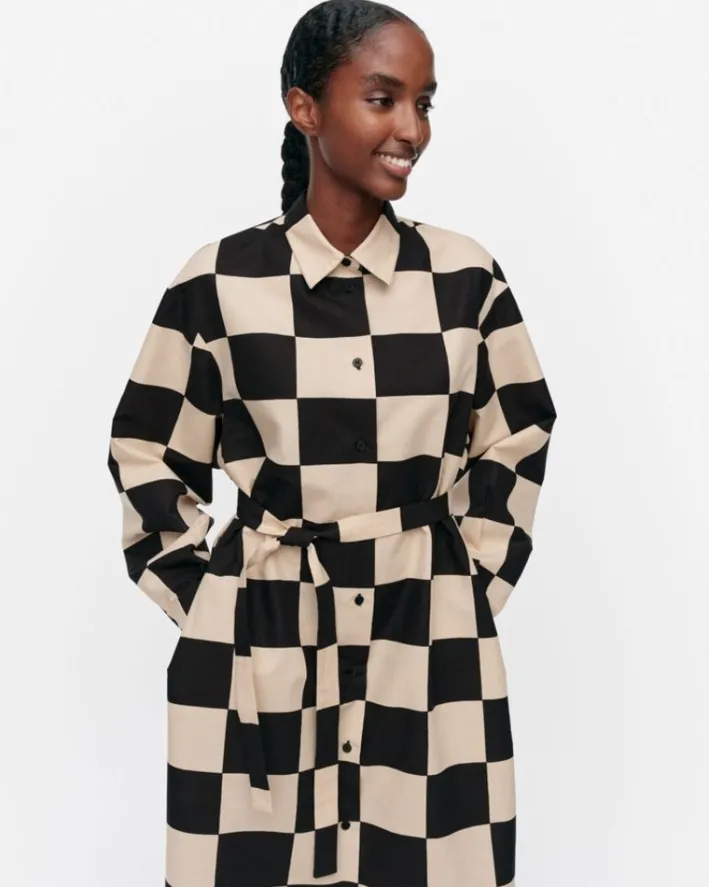 Marimekko Rasteri Kukko Ja Kana Cotton Linen Dress<Woman Dresses
