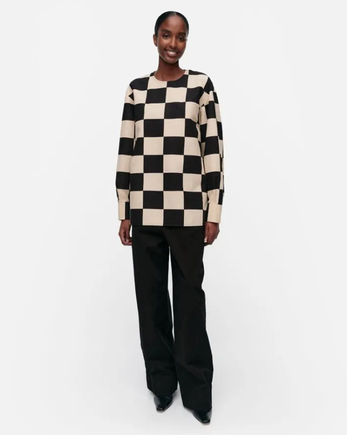 Marimekko Reuna Kukko Ja Kana Cotton Linen Tunic<Woman Tops & Tunics