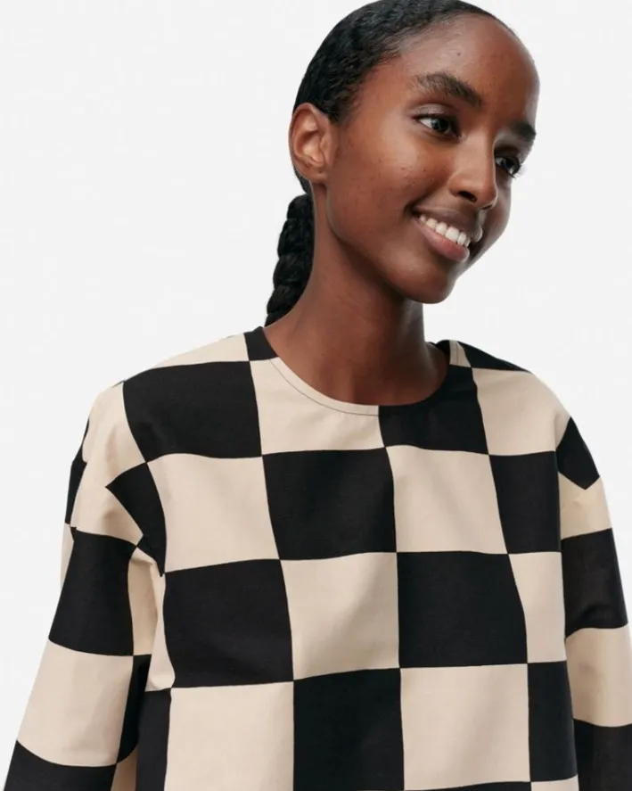 Marimekko Reuna Kukko Ja Kana Cotton Linen Tunic<Woman Tops & Tunics